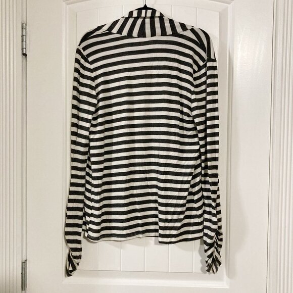 REBEL SUGAR Grey creamy white horizontal striped open front cardigan ~ SMALL MED - Picture 14 of 14